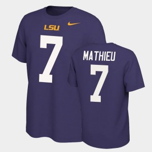 Tyrann Mathieu Tigers #7 Name and Number Mens Name & Number Retro T-Shirt - Purple 166805-256