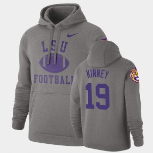 Walker Kinney LSU Men's #19 Retro Football Pullover Hoodie - Heathered Gray 293205-129