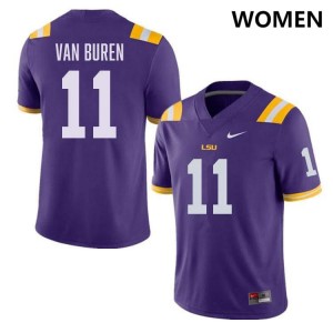 Michael Van Buren Jr. Geaux Tigers Womens University #11 College Football Jersey - Purple 452310-465