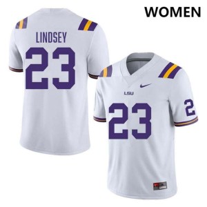 JT Lindsey Louisiana State Tigers College Football Stitched #23 Women Jersey - White 692355-850