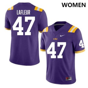 JD LaFleur Tiger Nation NCAA #47 College Football Women's Jersey - Purple 897841-136