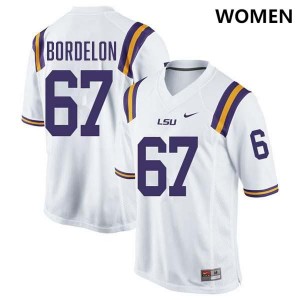 Bo Bordelon LSU Tigers #67 High School College Football Womens Jersey - White 217804-593