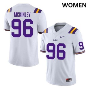 Dominick McKinley Geaux Tigers Womens #96 College Football Game Jersey - White 998873-568