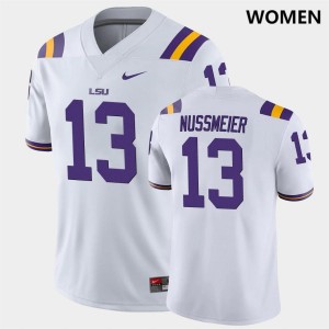 Garrett Nussmeier Geaux Tigers Stitched College Football #13 Women's Jersey - White 966984-782