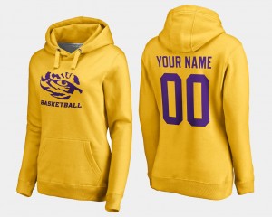 Custom Louisiana State Tigers #00 Name and Number Women Basketball Hoodie - Gold 165220-987