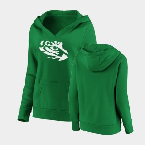 Geaux Tigers White Logo Pullover St. Patrick's Day Women's Hoodie - Green 339904-135