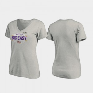 LSU Womens Post V-Neck 2020 National Championship Bound T-Shirt - Heather Gray 781907-152