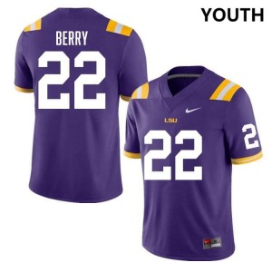 Harlem Berry Tiger Nation Youth #22 College Football Embroidery Jersey - Purple 843829-723