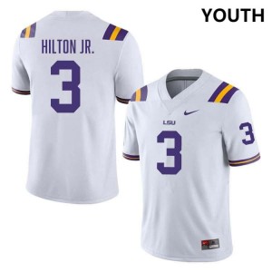 Chris Hilton Jr. Louisiana State Tigers #3 Youth College Football Stitched Jersey - White 363895-189