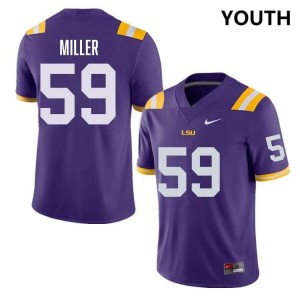 Tyler Miller LSU Tigers Embroidery #59 Youth College Football Jersey - Purple 786583-261