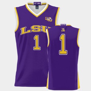 Geaux Tigers #1 ProSphere College Basketball Men's Jersey - Purple 709660-764