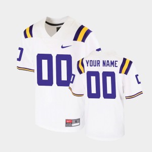 Custom Geaux Tigers #00 College Football Youth Game Jersey - White 181087-707