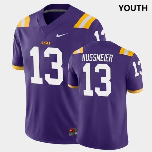Garrett Nussmeier Tigers Youth College Football #13 Embroidery Jersey - Purple 461048-713